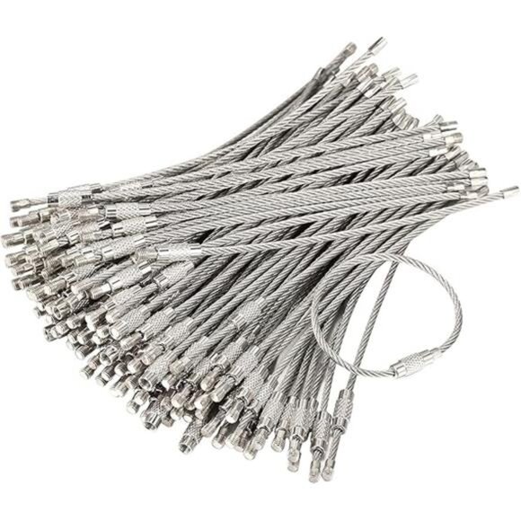 bayite Pack (100) Stainless Steel Wire Keychains Cable, Key Rings, Heavy Duty - Picture 7 of 7